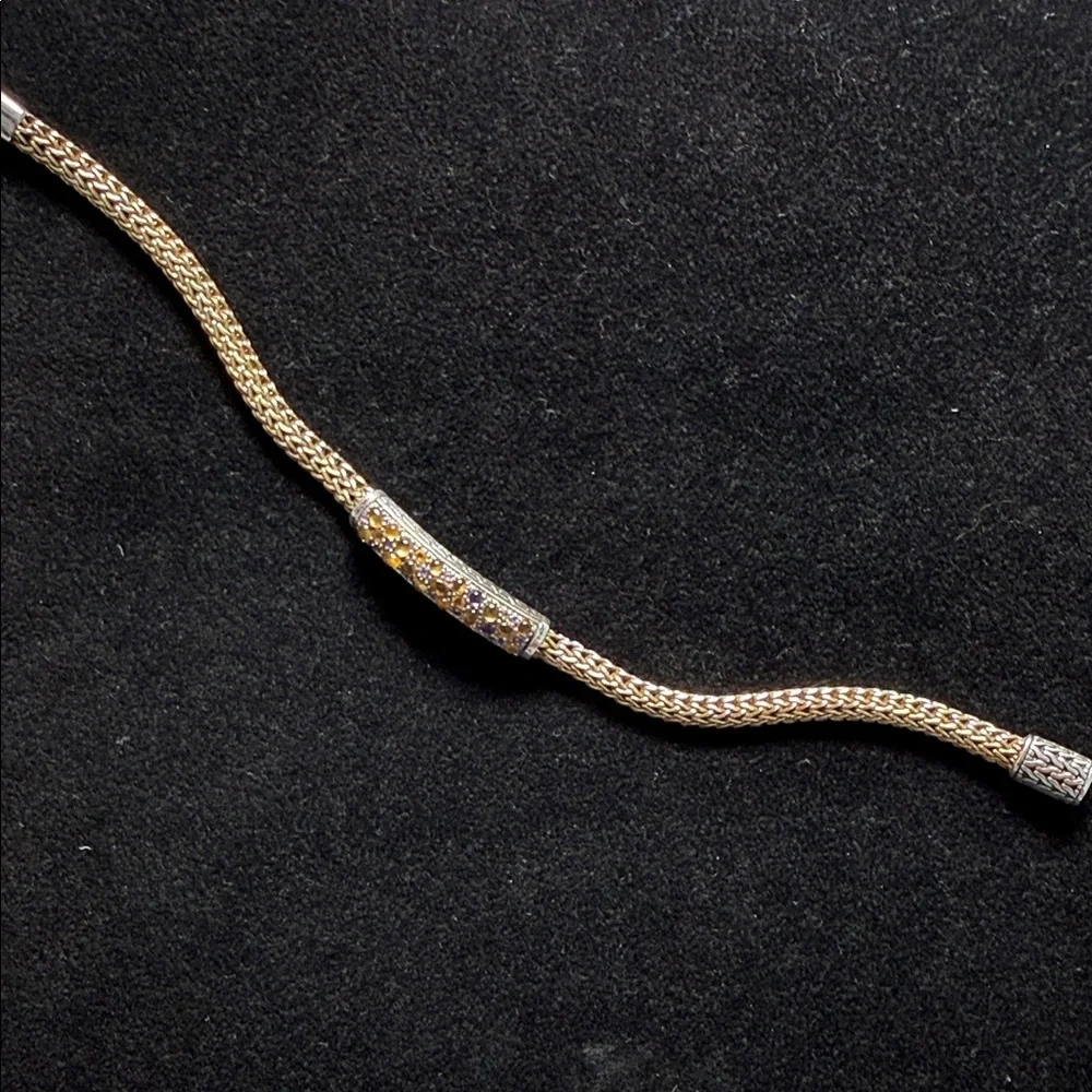 John Hardy 18k Gold and Silver Bracelet with With Yellow and Purple Stones